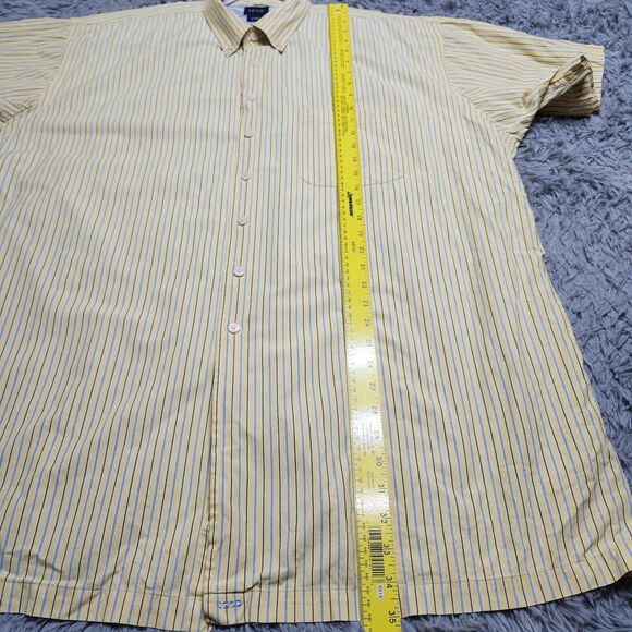 Izod Mens Shirt Size 3X Yellow Blue Stripes Button Down Up Cotton Adult Dress‎ - Picture 8 of 10